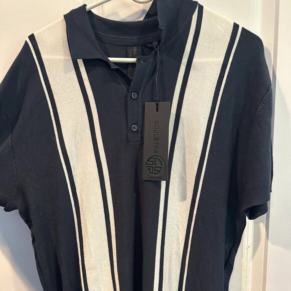 Men's Striped Polo SOULSTAR - Blue (Navy) & White - Picture 1 of 3
